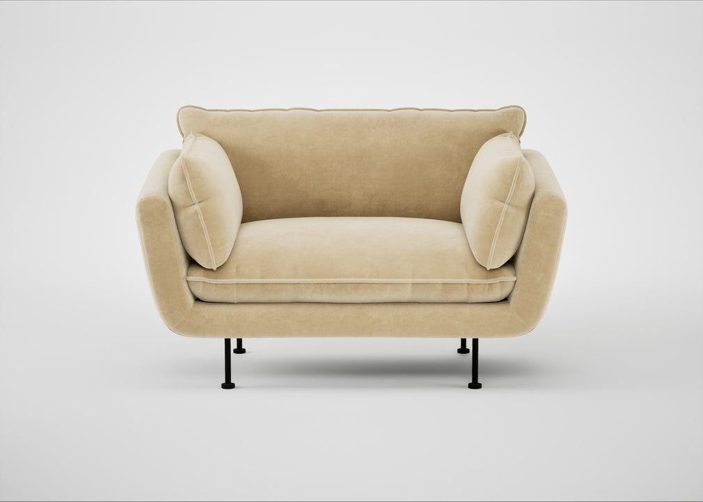 Allora Loveseat Smart Luxe Velvet Biscuit / Black