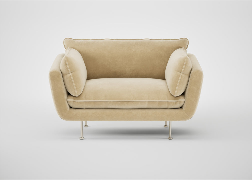 Allora Loveseat Smart Luxe Velvet Biscuit / Stainless Steel