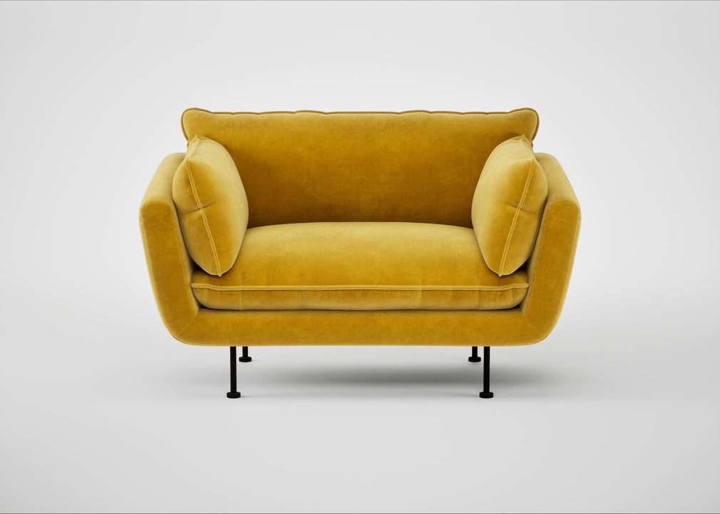 Allora Loveseat Smart Luxe Velvet Canary / Black