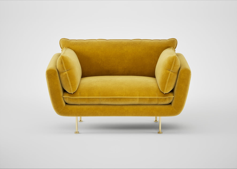 Allora Loveseat Smart Luxe Velvet Canary / Brass