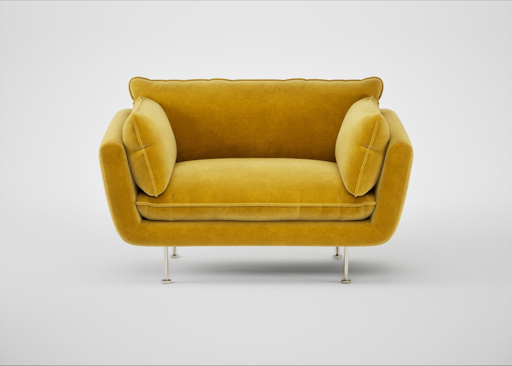 Allora Loveseat Smart Luxe Velvet Canary / Stainless Steel