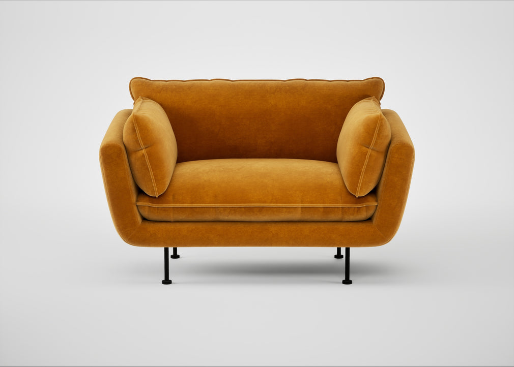 Allora Loveseat Smart Luxe Velvet Cognac / Black