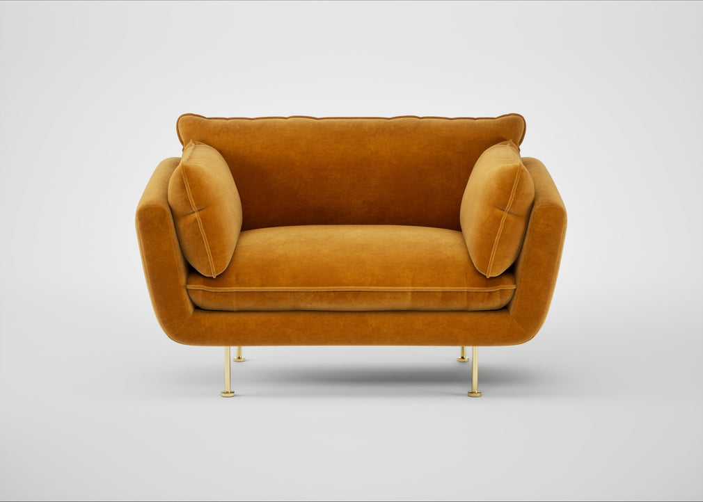 Allora Loveseat Smart Luxe Velvet Cognac / Brass