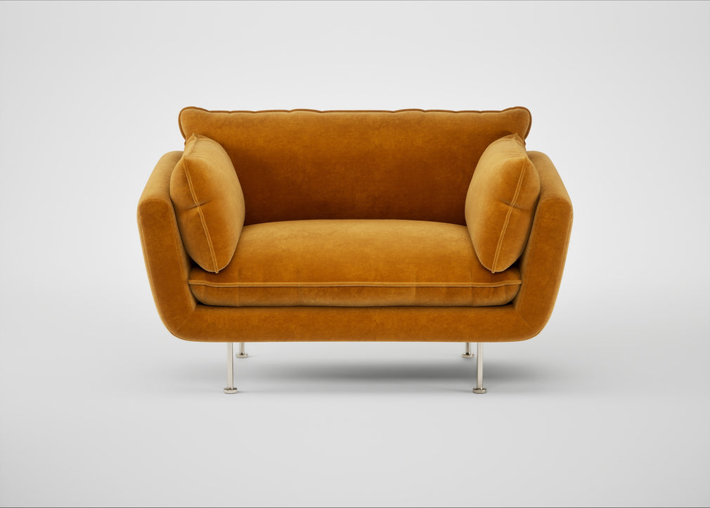 Allora Loveseat Smart Luxe Velvet Cognac / Stainless Steel
