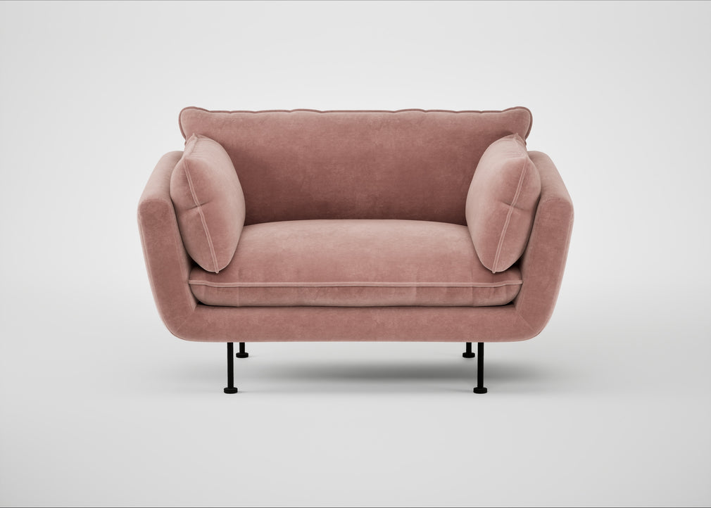 Allora Loveseat Smart Luxe Velvet Dusky Pink / Black