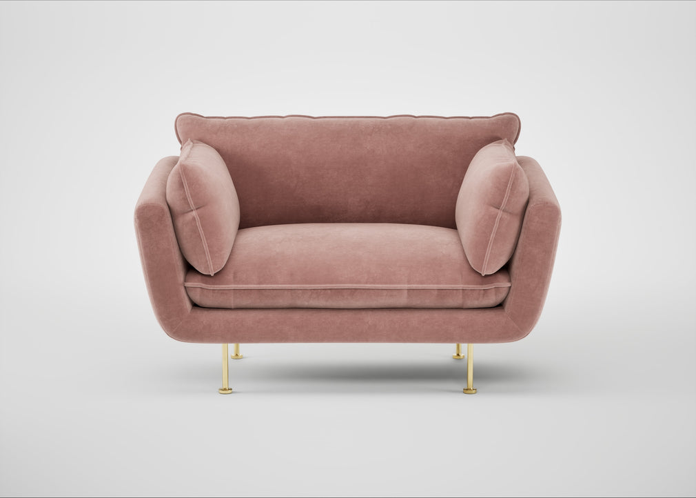 Allora Loveseat Smart Luxe Velvet Dusky Pink / Brass