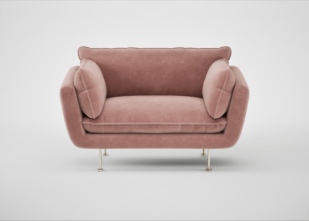 Allora Loveseat Smart Luxe Velvet Dusky Pink / Stainless Steel