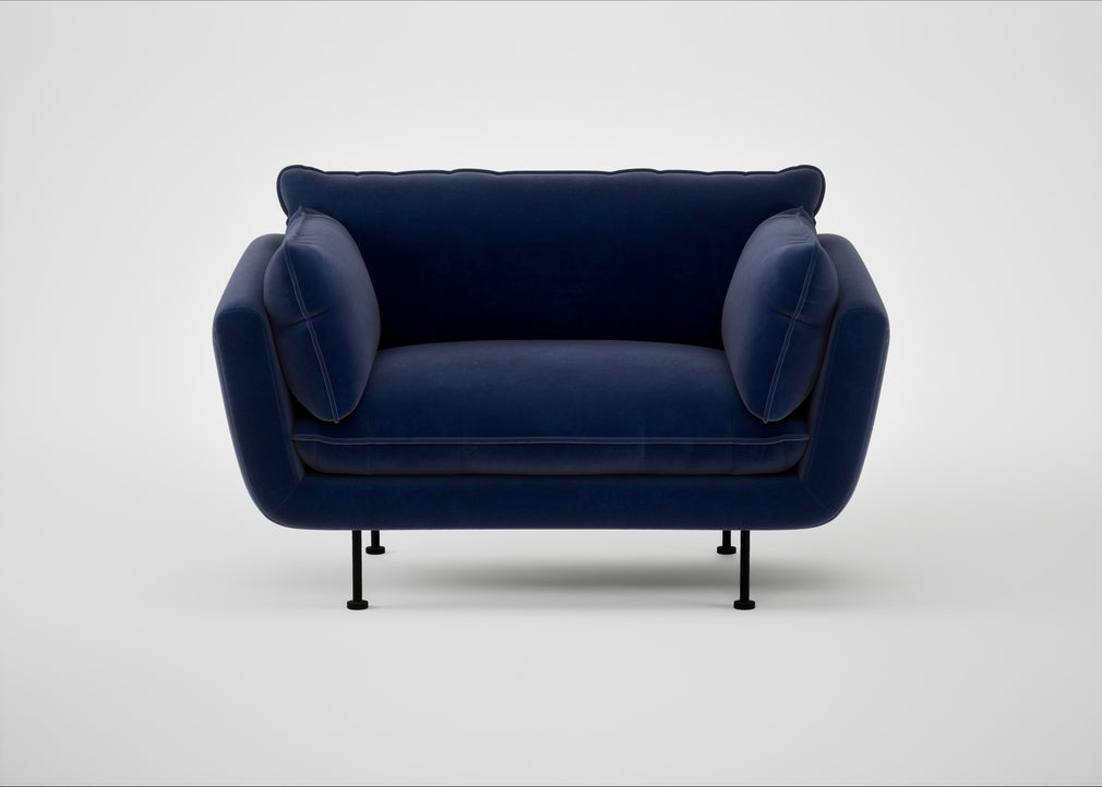 Allora Loveseat Smart Luxe Velvet Midnight / Black