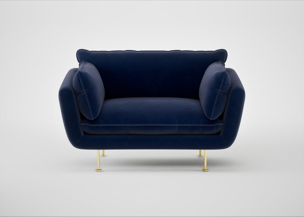 Allora Loveseat Smart Luxe Velvet Midnight / Brass