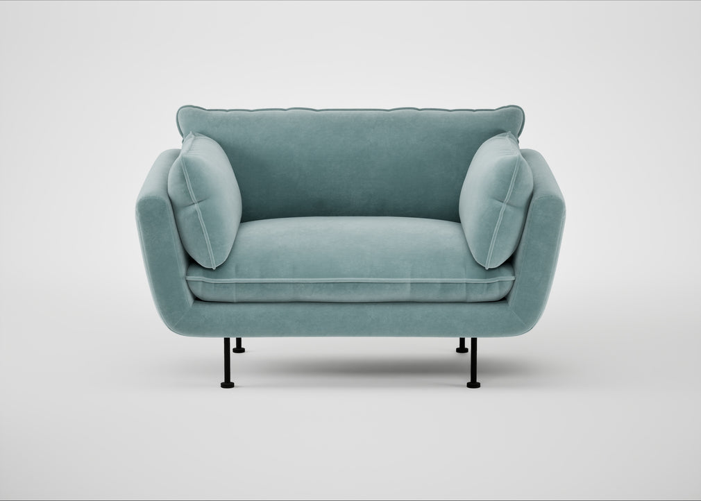 Allora Loveseat Smart Luxe Velvet Mineral Blue / Black