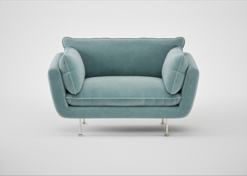 Allora Loveseat Smart Luxe Velvet Mineral Blue / Stainless Steel