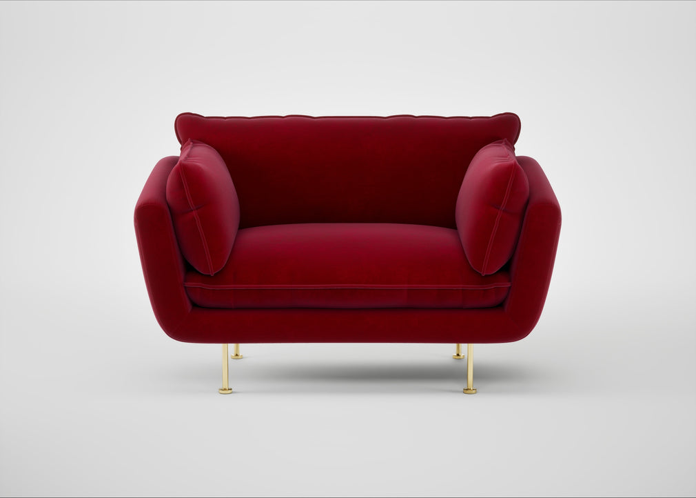 Allora Loveseat Smart Luxe Velvet Mulberry / Brass