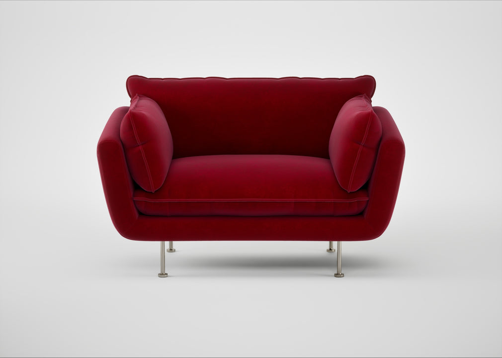 Allora Loveseat Smart Luxe Velvet Mulberry / Stainless Steel