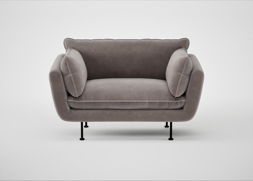 Allora Loveseat Smart Luxe Velvet Mushroom / Black