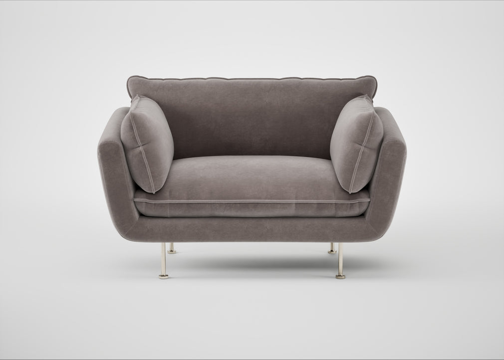 Allora Loveseat Smart Luxe Velvet Mushroom / Stainless Steel