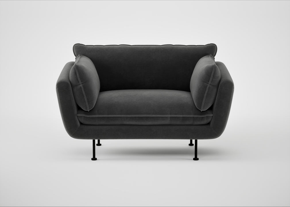 Allora Loveseat Smart Luxe Velvet Nickel / Black