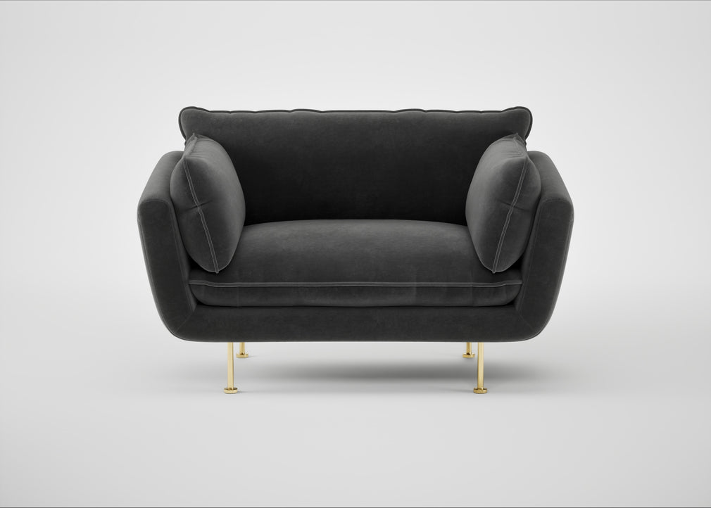 Allora Loveseat Smart Luxe Velvet Nickel / Brass
