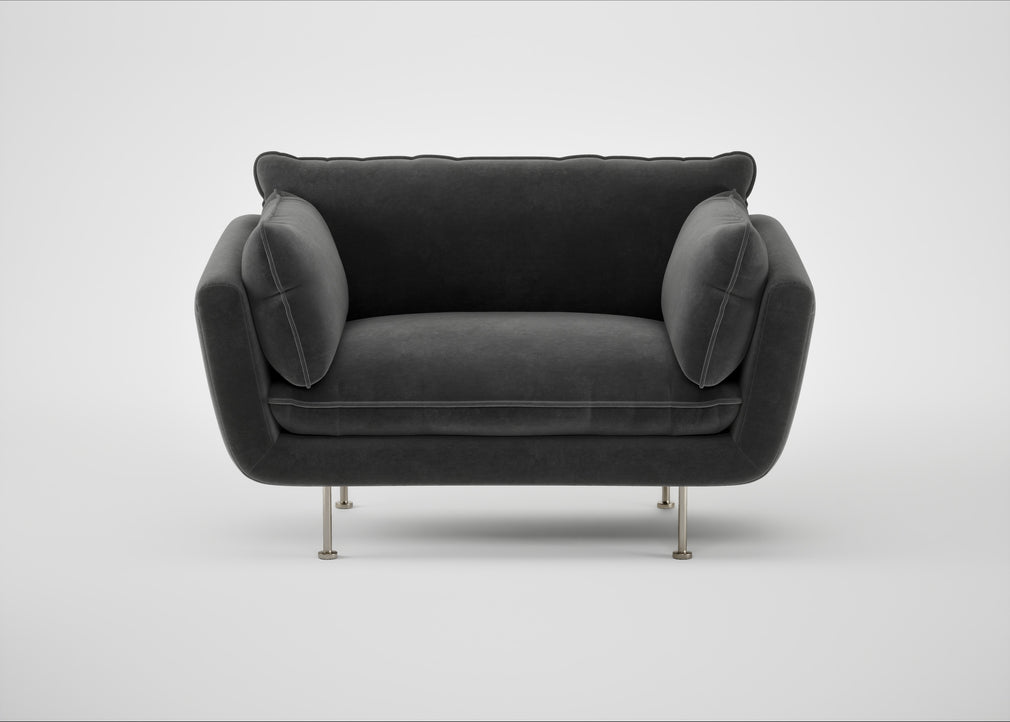 Allora Loveseat Smart Luxe Velvet Nickel / Stainless Steel