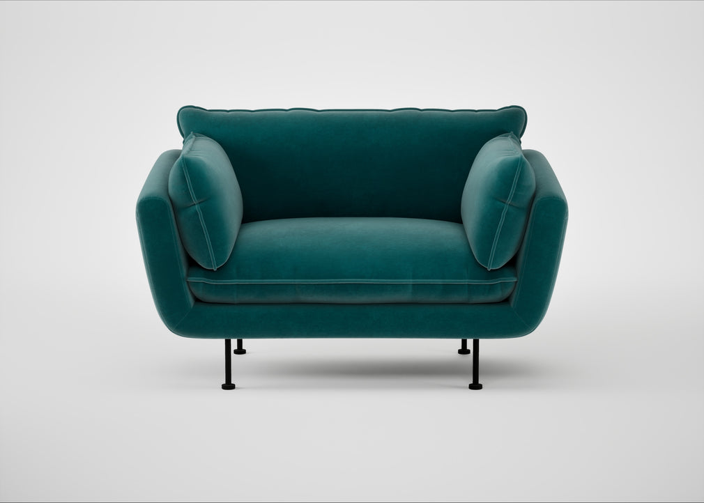 Allora Loveseat Smart Luxe Velvet Ocean Green / Black