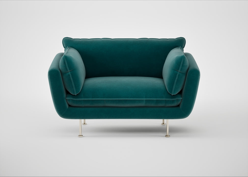 Allora Loveseat Smart Luxe Velvet Ocean Green / Stainless Steel