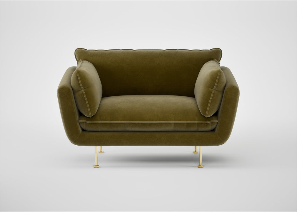 Allora Loveseat Smart Luxe Velvet Peridot / Brass