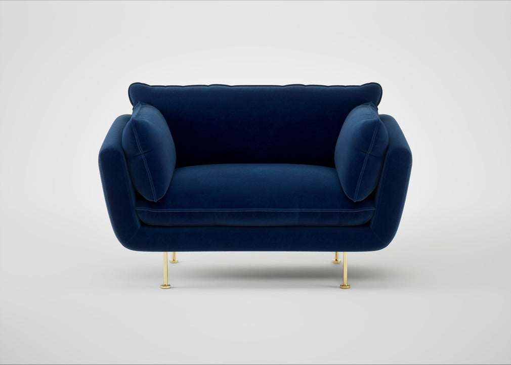 Allora Loveseat Smart Velvet Dusk / Brass