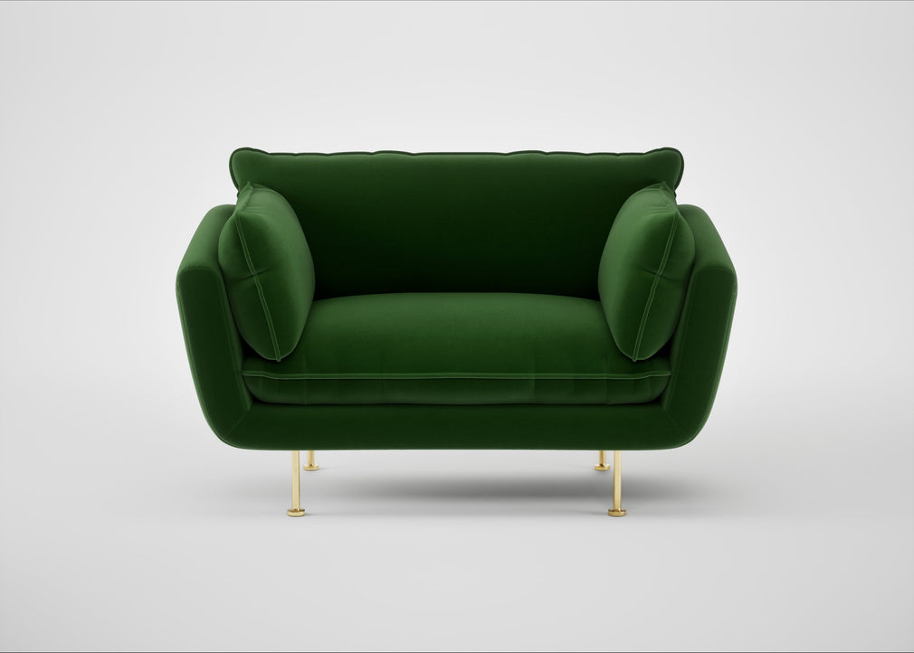 Allora Loveseat Smart Velvet Forest / Brass