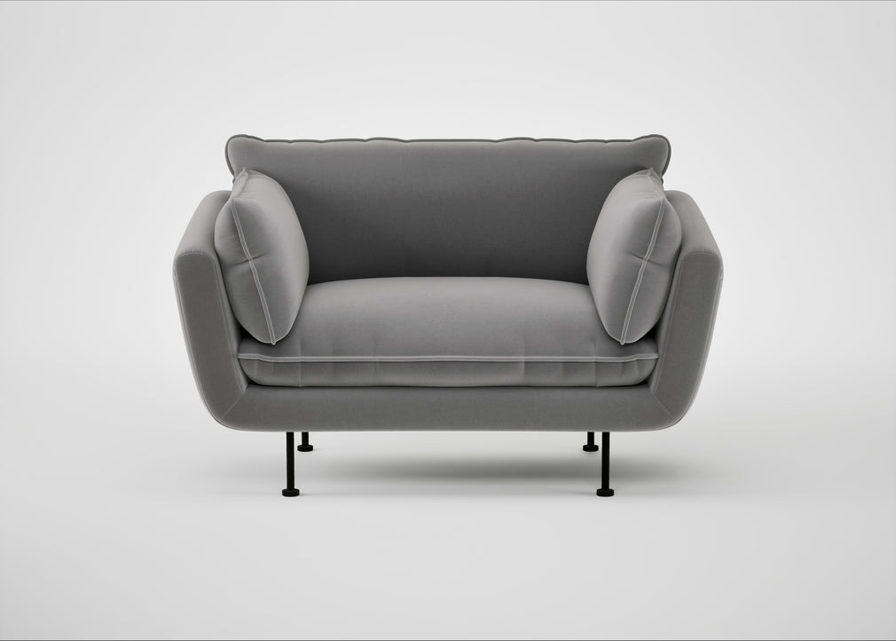 Allora Loveseat Smart Velvet Mercury / Black