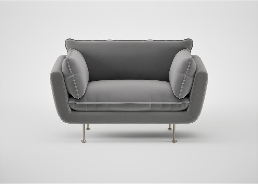 Allora Loveseat Smart Velvet Mercury / Stainless Steel