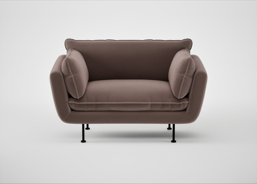 Allora Loveseat Smart Velvet Mouse / Black
