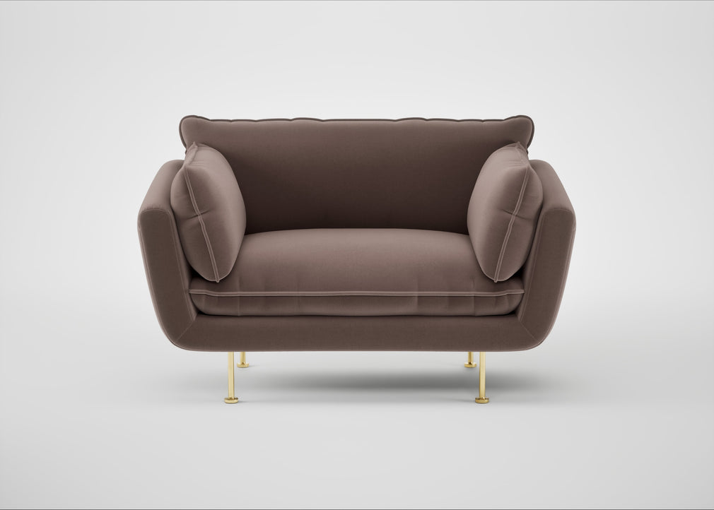 Allora Loveseat Smart Velvet Mouse / Brass