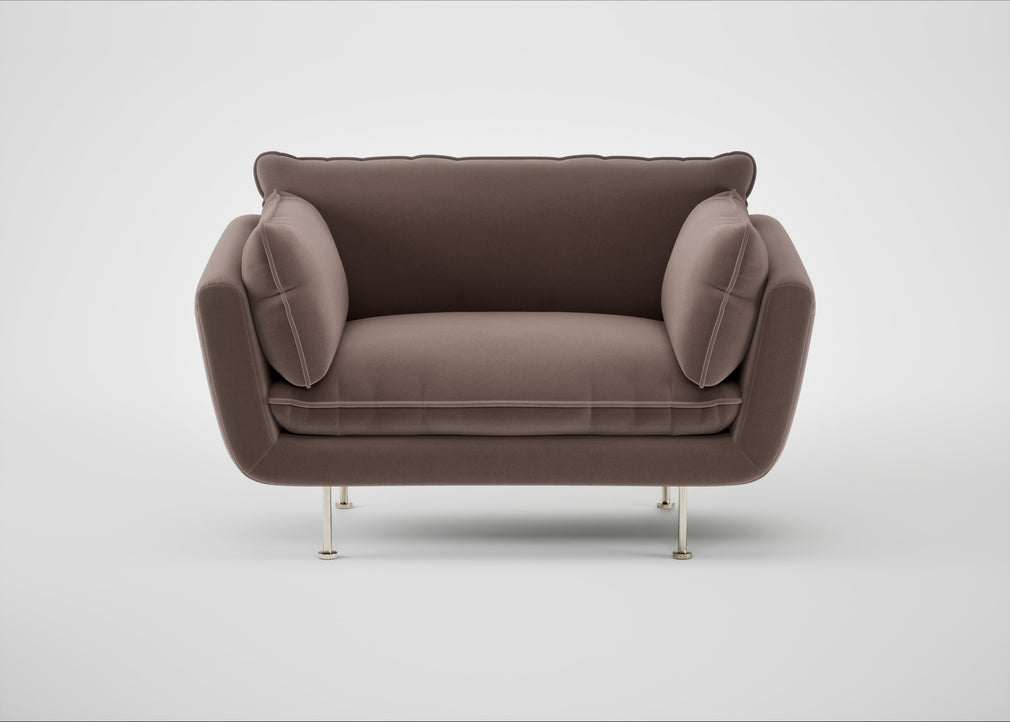 Allora Loveseat Smart Velvet Mouse / Stainless Steel