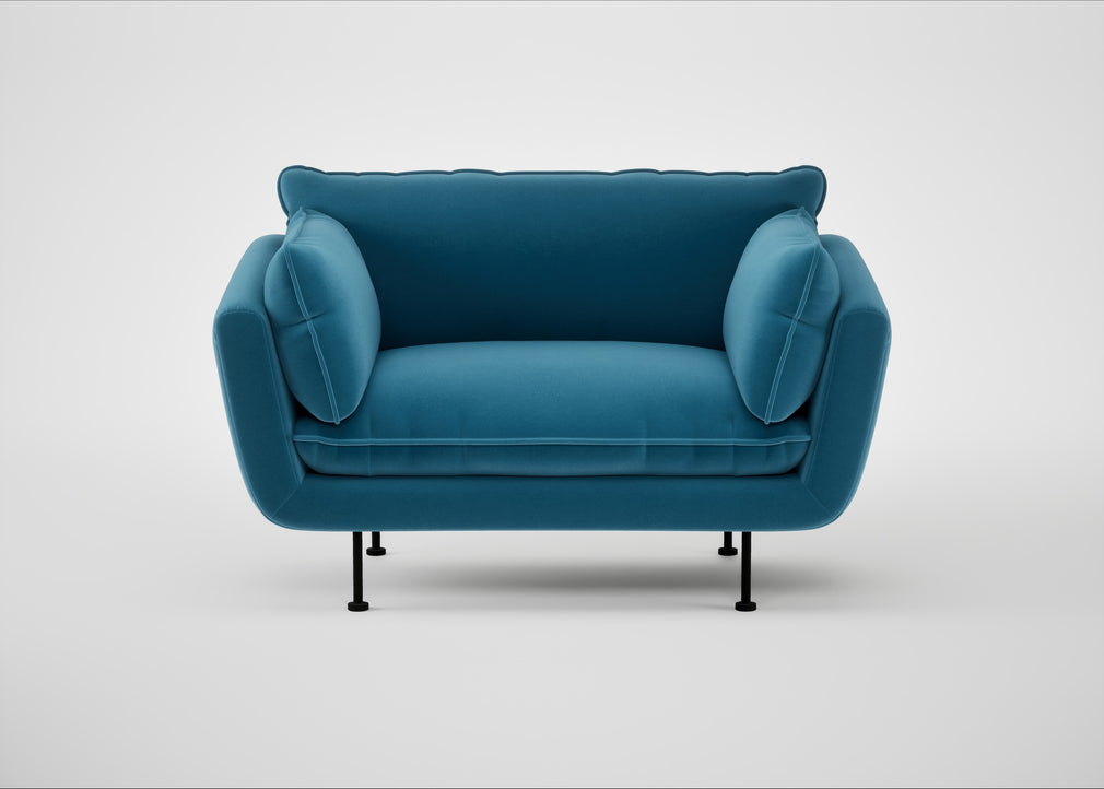 Allora Loveseat Smart Velvet Ocean Blue / Black