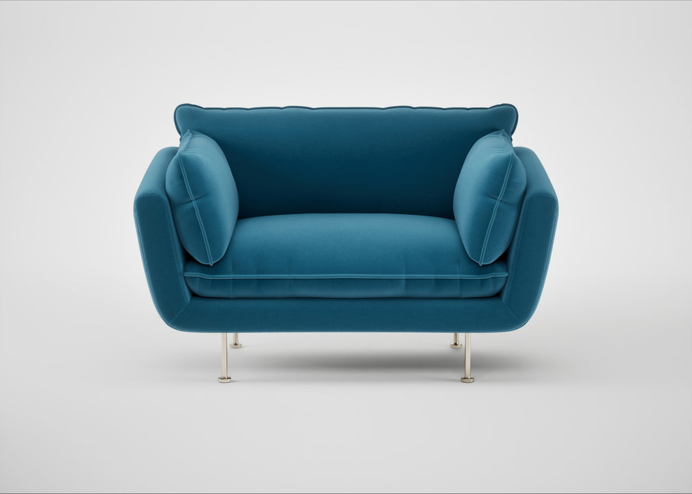 Allora Loveseat Smart Velvet Ocean Blue / Stainless Steel