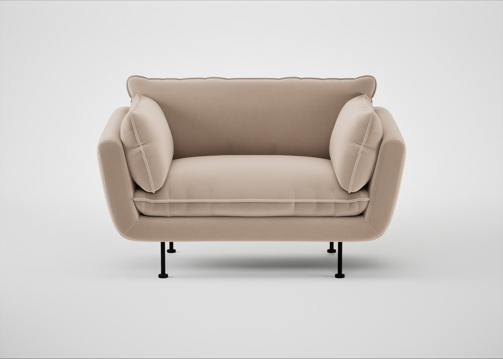 Allora Loveseat Smart Velvet Pebble / Black
