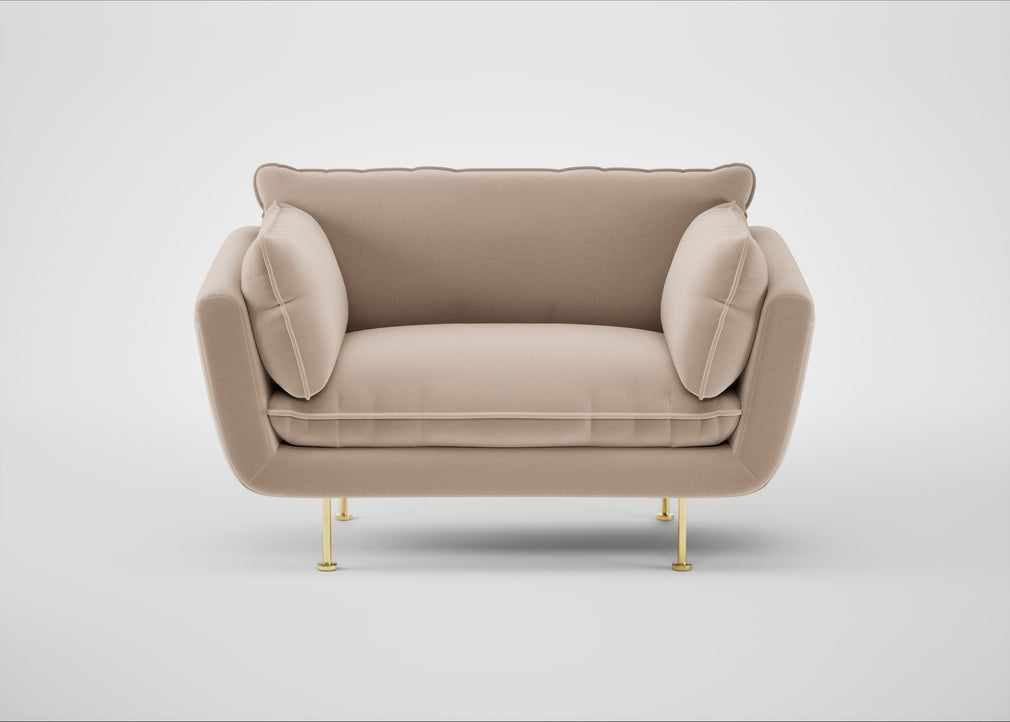 Allora Loveseat Smart Velvet Pebble / Brass