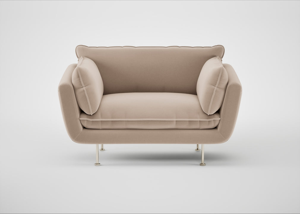 Allora Loveseat Smart Velvet Pebble / Stainless Steel