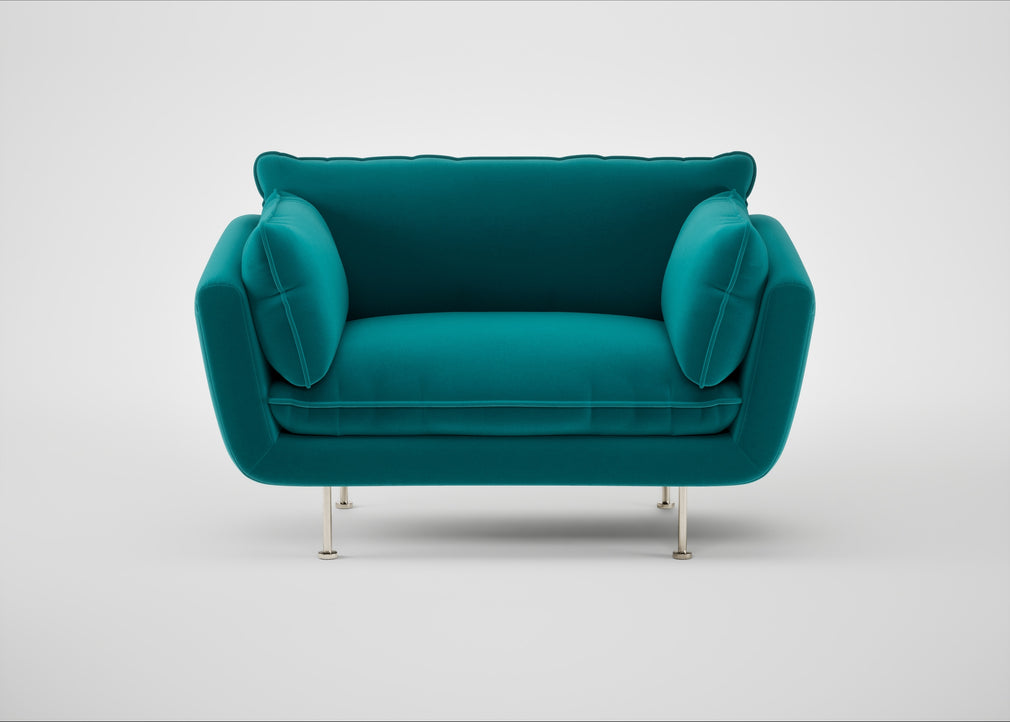Allora Loveseat Smart Velvet Petrol / Stainless Steel