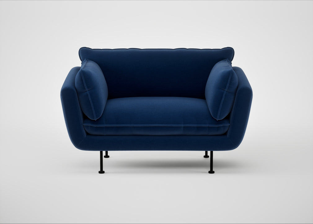 Allora Loveseat Cotton Velvet Midnight / Black