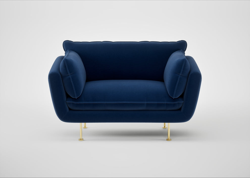 Allora Loveseat Cotton Velvet Midnight / Brass