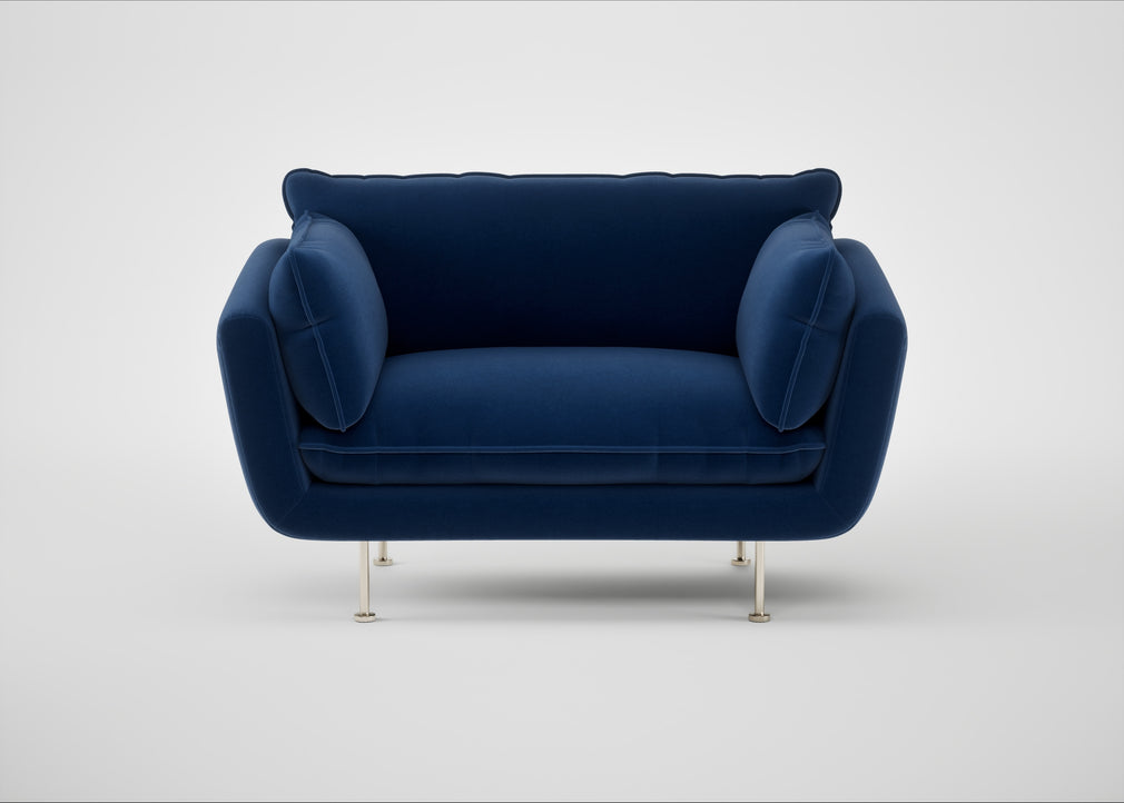 Allora Loveseat Cotton Velvet Midnight / Stainless Steel