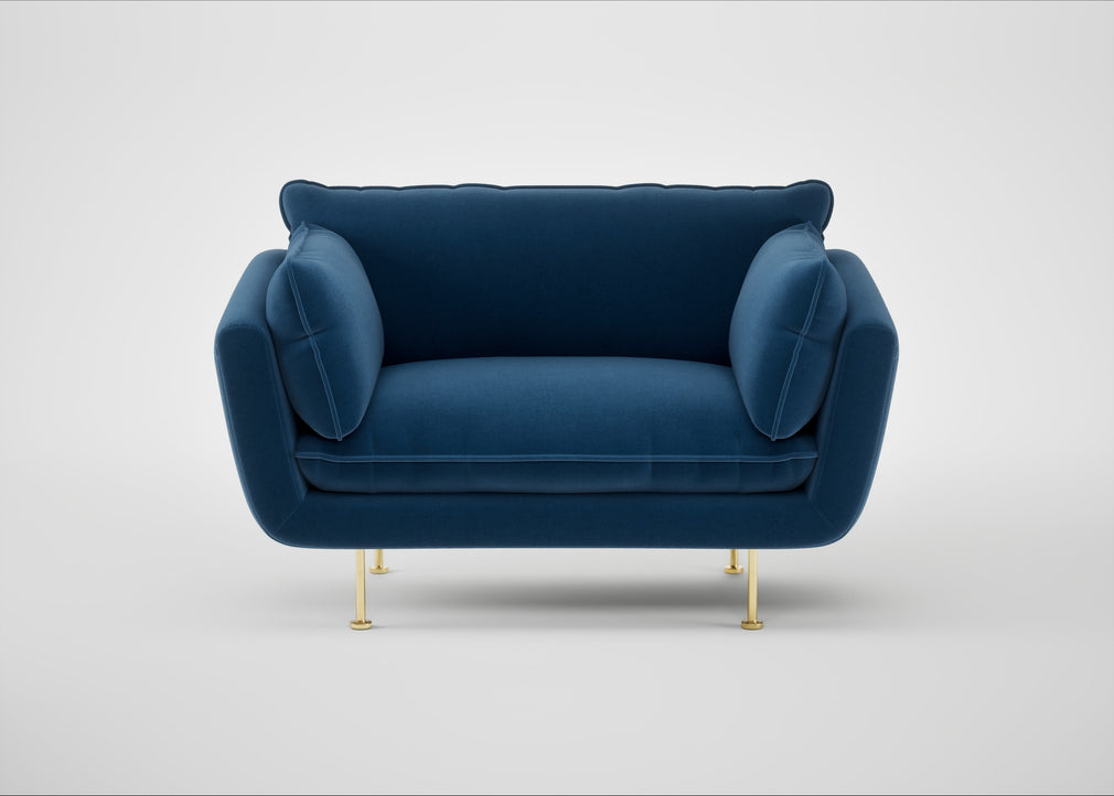Allora Loveseat Cotton Velvet Petrol / Brass