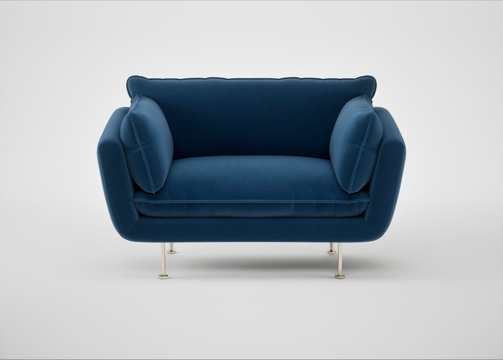 Allora Loveseat Cotton Velvet Petrol / Stainless Steel