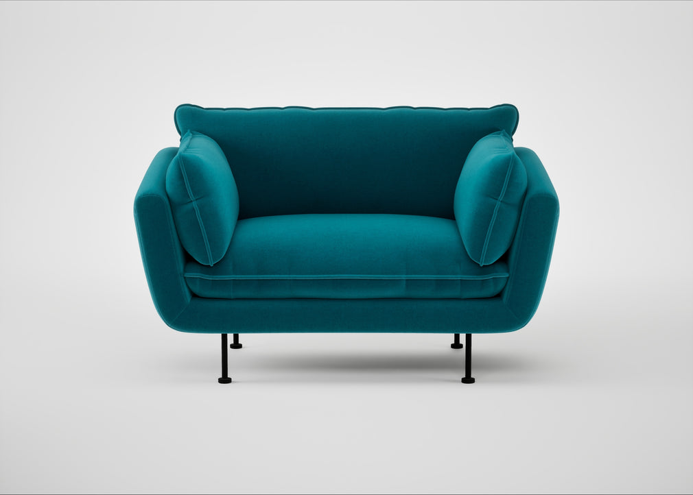 Allora Loveseat Cotton Velvet Teal / Black
