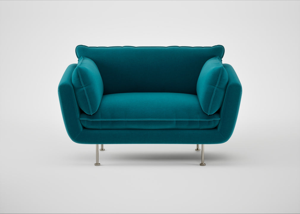Allora Loveseat Cotton Velvet Teal / Stainless Steel