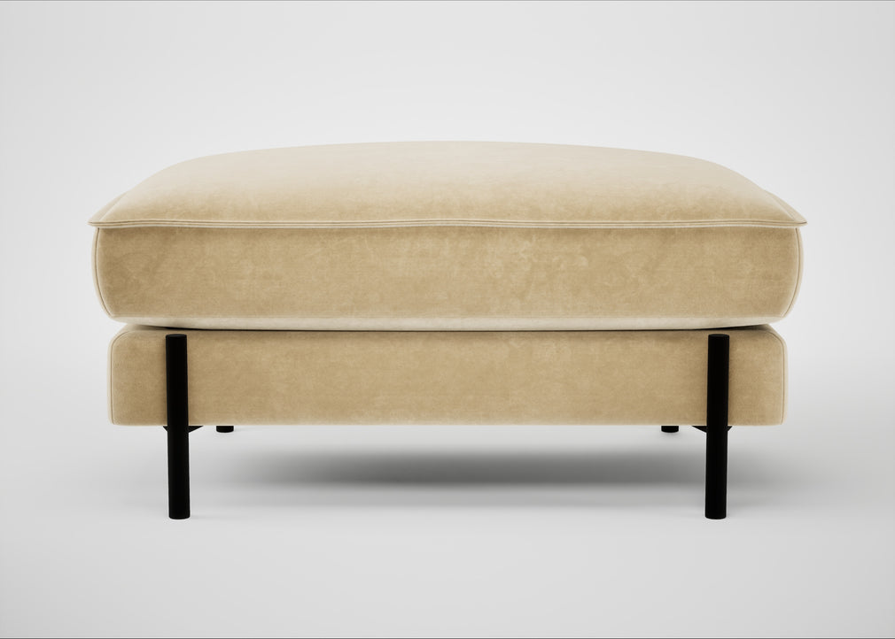 Tortona Footstool Smart Luxe Velvet Biscuit