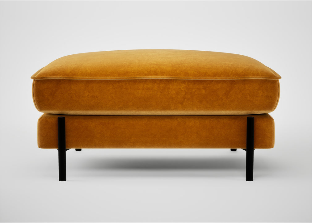 Tortona Footstool Smart Luxe Velvet Cognac