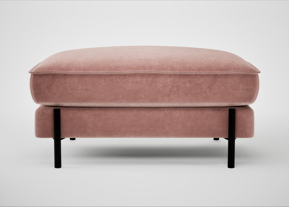 Tortona Footstool Smart Luxe Velvet Dusky Pink