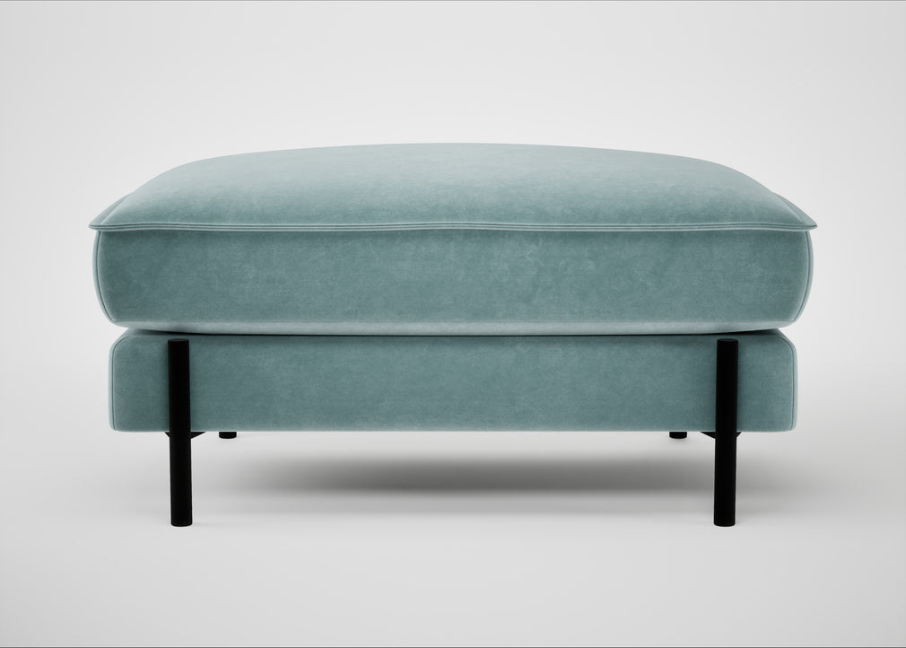 Tortona Footstool Smart Luxe Velvet Mineral Blue