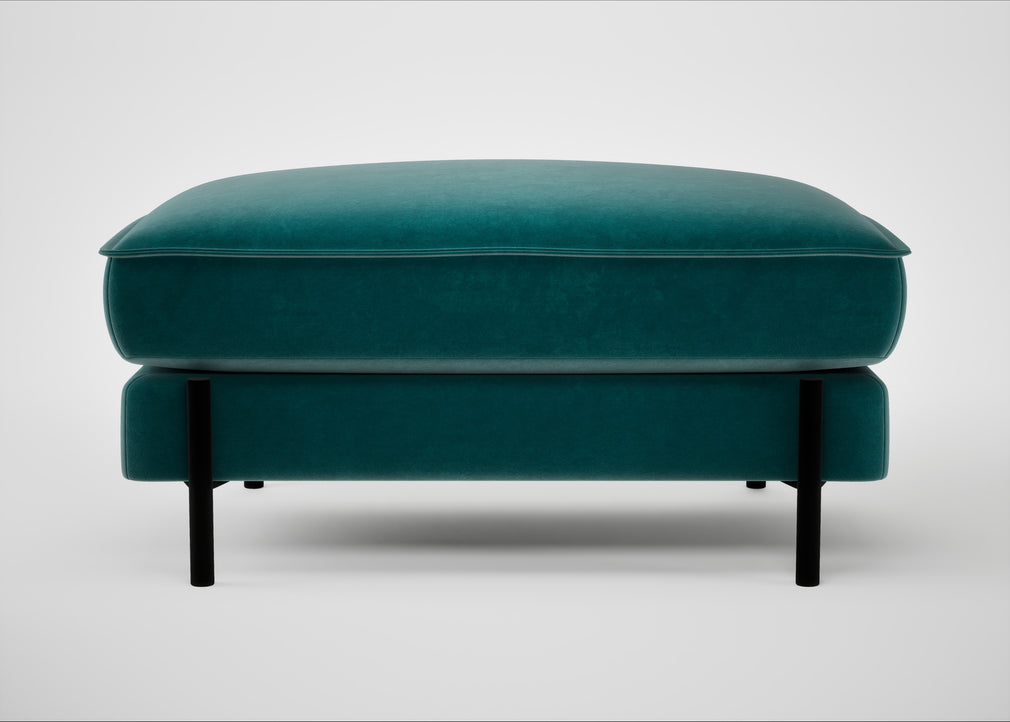 Tortona Footstool Smart Luxe Velvet Ocean Green